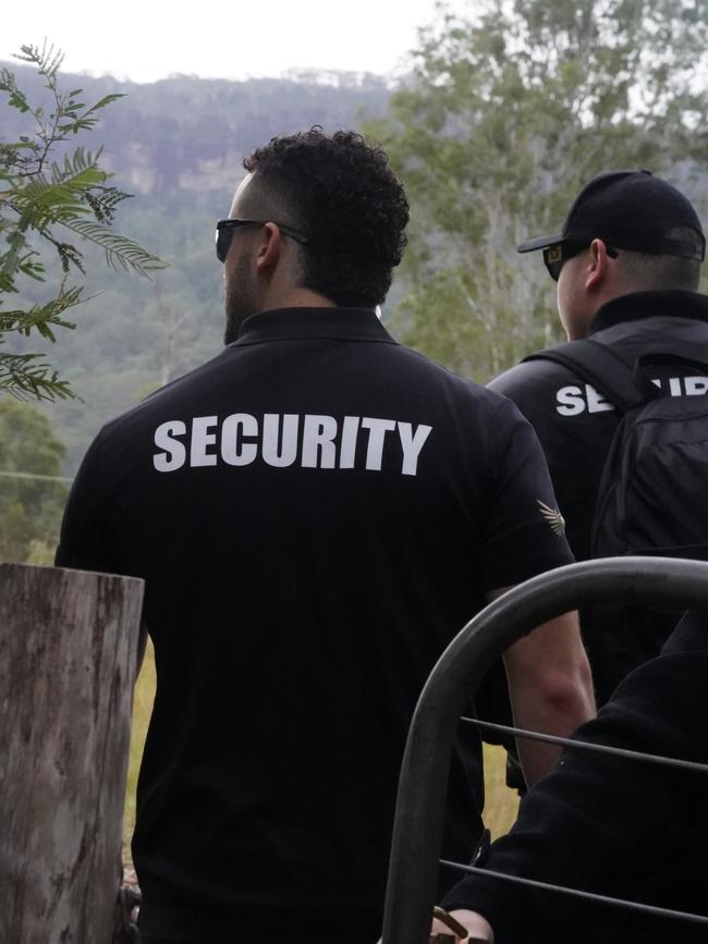 Security arrived at the farm on Monday afternoon.