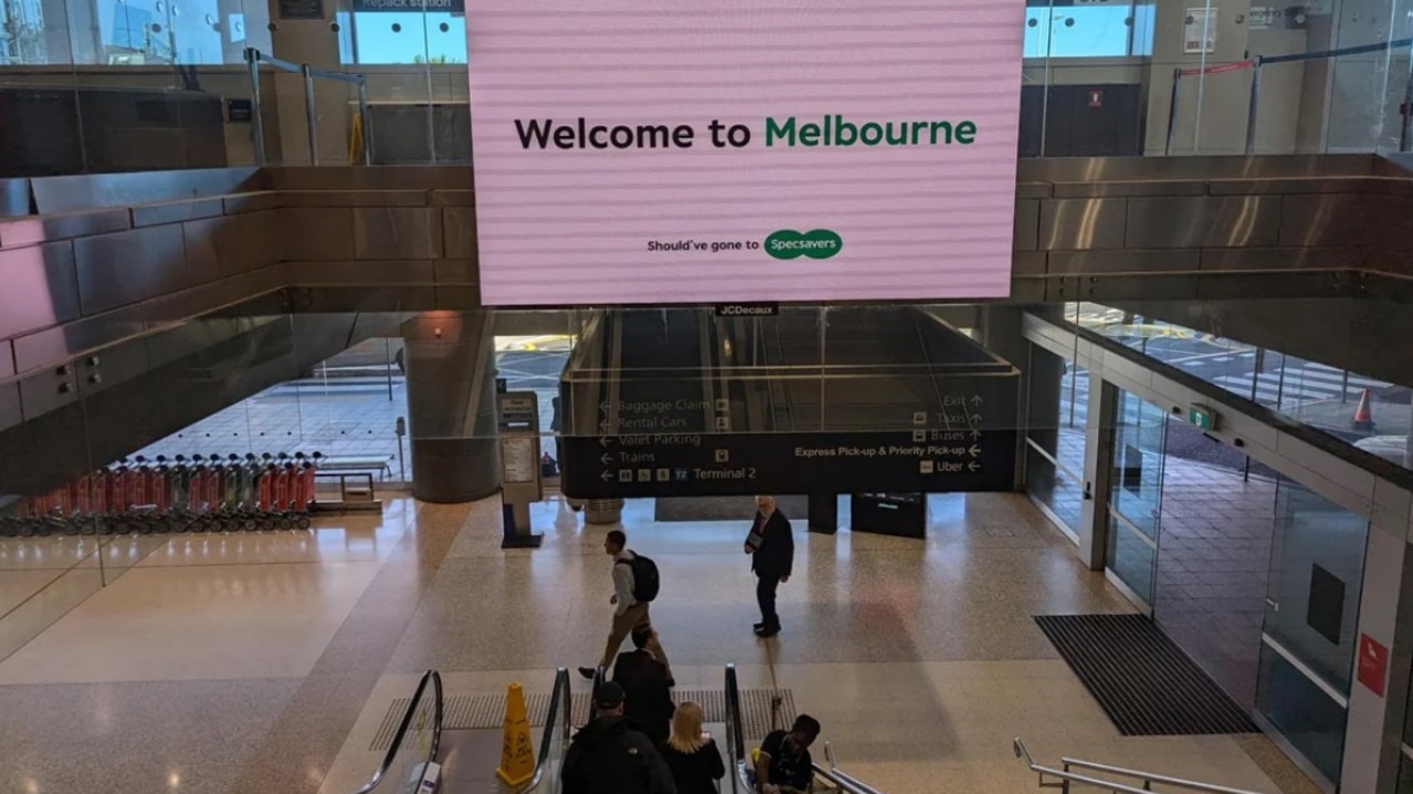 One traveller snapped a picture of the billboard at Sydney Airport and shared it to social media on Thursday. Picture: Reddit