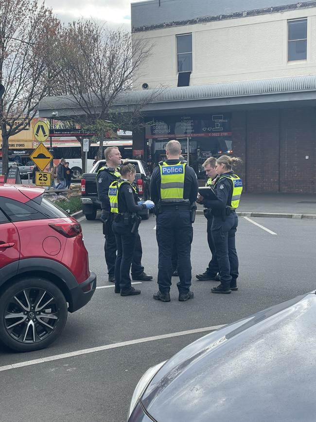 Police on scene investigating the crash. Picture: Jack Colantuono