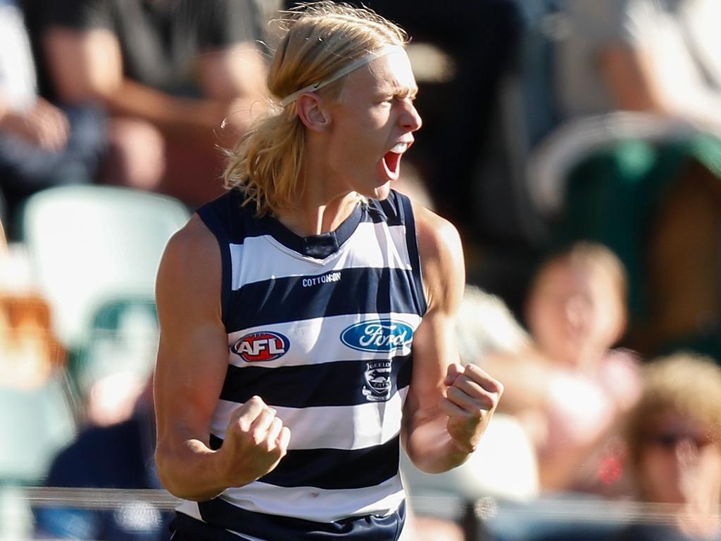 Geelong’s Ollie Dempsey is fast becoming a star of the game. Picture: Michael Willson, AFL Photos