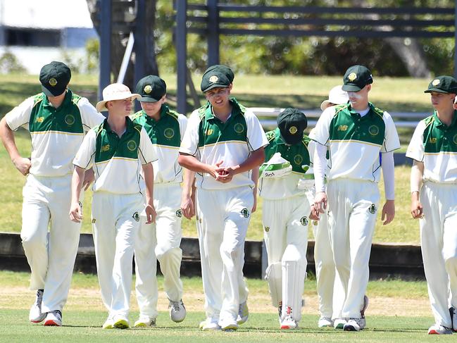 St Patrick's College players take to the fieldIC First XI cricket between St Patrick's College and St Peters Lutheran CollegeSaturday February 18, 2022. Picture, John Gass