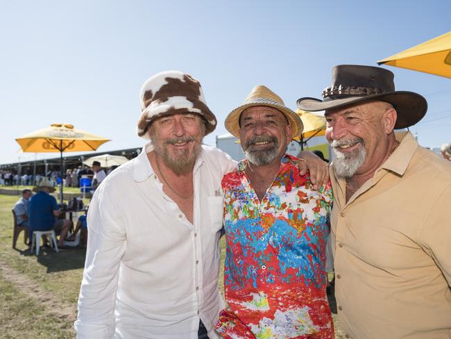 At Warwick Cup race day are (from left) Dale, Mark and Tony Jiggins at Allman Park Racecourse, Saturday, October 14, 2023. Picture: Kevin Farmer