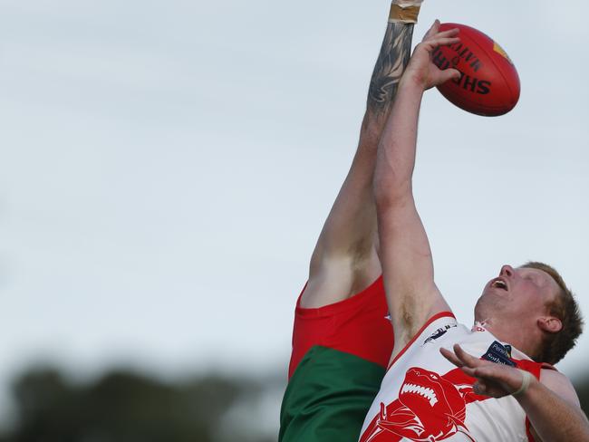 Lachlan Croad taps the ball for Sorrento. Picture: Valeriu Campan