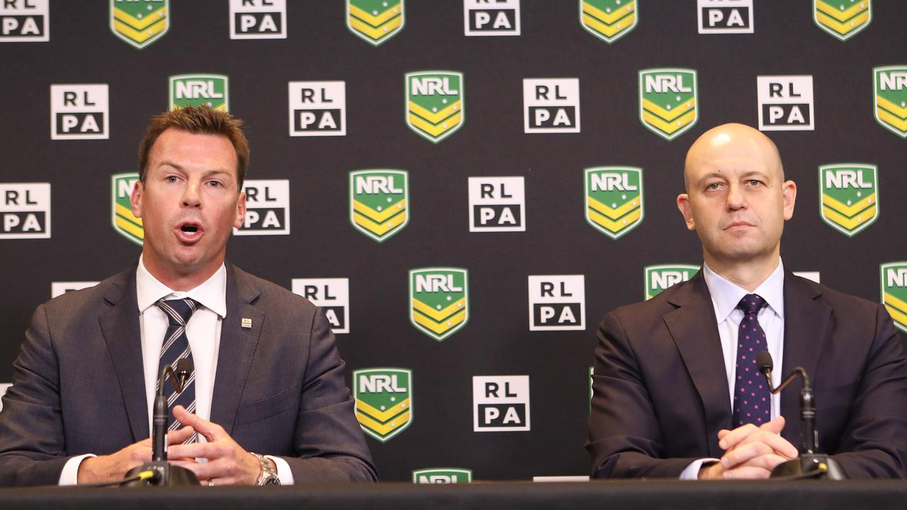 Rugby League Players Association (RLPA) Chief Executive Ian Prendergast and NRL Chief Executive Todd Greenberg