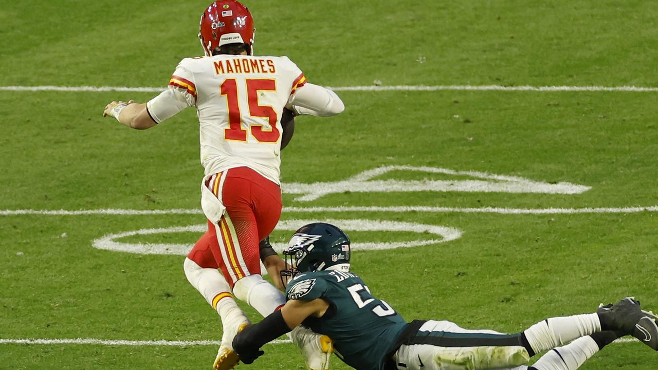 Patrick Mahomes was hurt after being tackled late in the first half. Picture: Getty Images