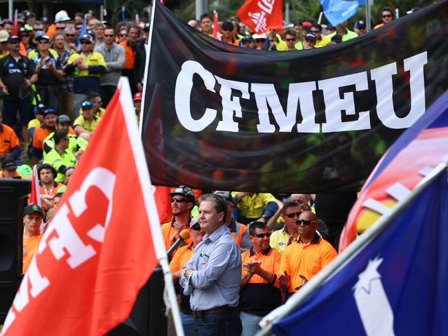 Michael Ravbar (centre) at a CFMEU rally