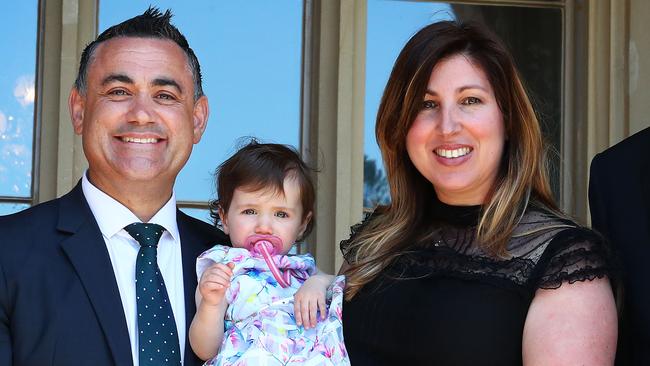 John Barilaro, daughter Sofia, and wife Deanna. Picture: John Feder