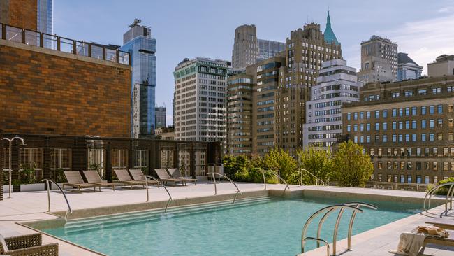 The rooftop pool at Sonder Battery Park, open in the summer months.