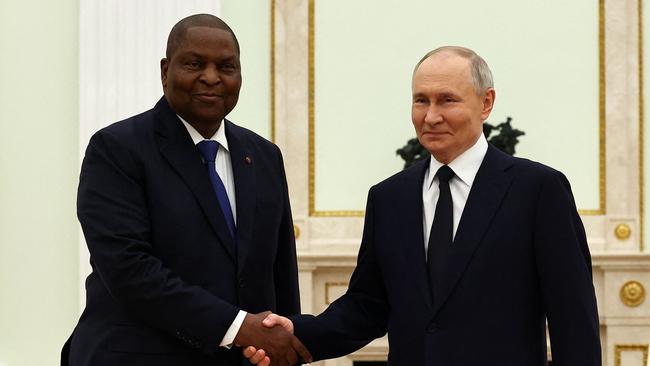 President Putin and President Touadéra met in Moscow on Thursday to discuss ‘security’. Picture: Evgenia Novozhenina / POOL / AFP