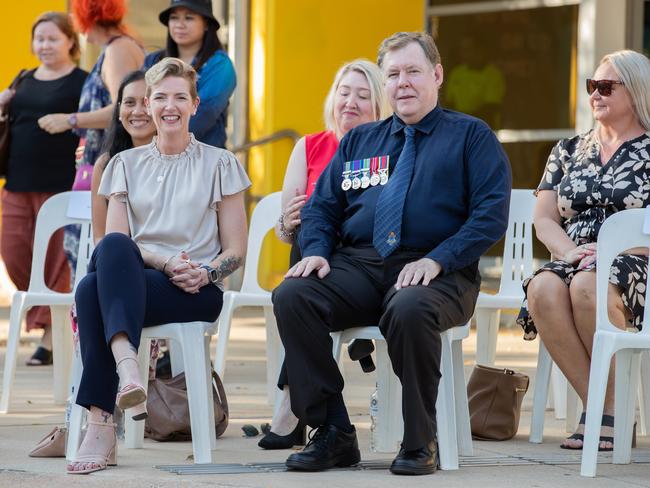 Amber Garden and Councillor Mark Fraser at the Freedom of Entry march, Palmerston on Friday. Picture: Pema Tamang Pakhrin