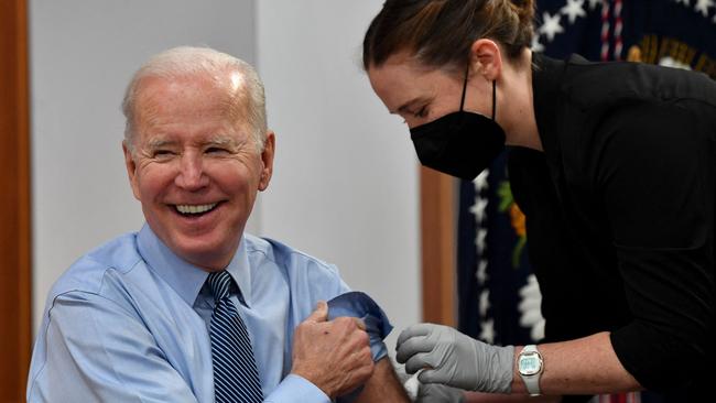 US President Joe Biden receives his fourth Covid-19 shot which Moderna developed.