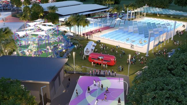 An artist’s impression of the $15 million proposed revitalisation of Palmerston’s public swimming pool. Picture: Supplied