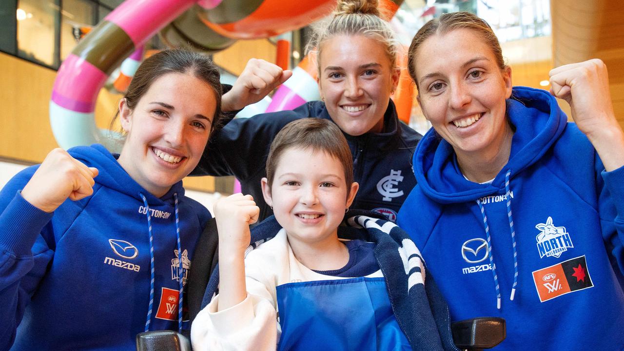 AFLW grand final: North Melbourne, Brisbane unveil premiership cup presenters