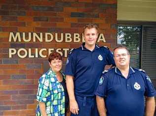 TEAM: Administration Officer Lois Mesner, Sergeant Daniel Clarke and Senior Constable Robbie Yarrow at Mundubbera Police Station.