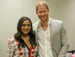 Prince Harry met The Office star Mindy Kaling at the event. Picture: Supplied