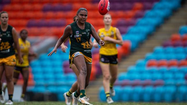 Janet Baird in the St Mary's vs Nightcliff Tigers 2023-24 NTFL women's qualifying final. Picture: Pema Tamang Pakhrin