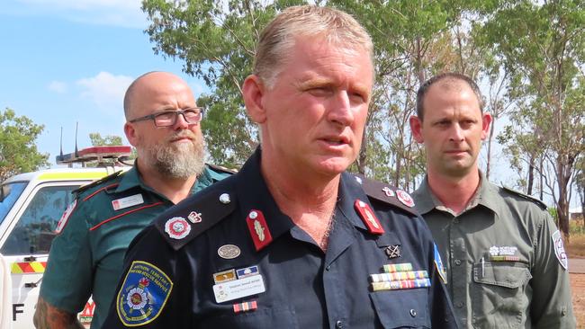 L to R: Sally Cutter of the Bureau of Meteorology, St John Ambulance regional manager Ben Minchin, Deputy Chief Fire Officer Stephen Sewell, and Bushfires NT Assistant Director Nathaniel Staniford.