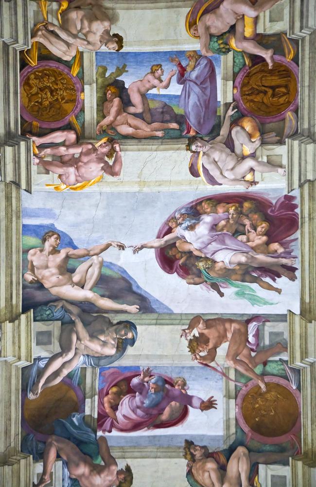 The Creation of Adam fresco in the Sistine Chapel, Vatican. Picture: Getty