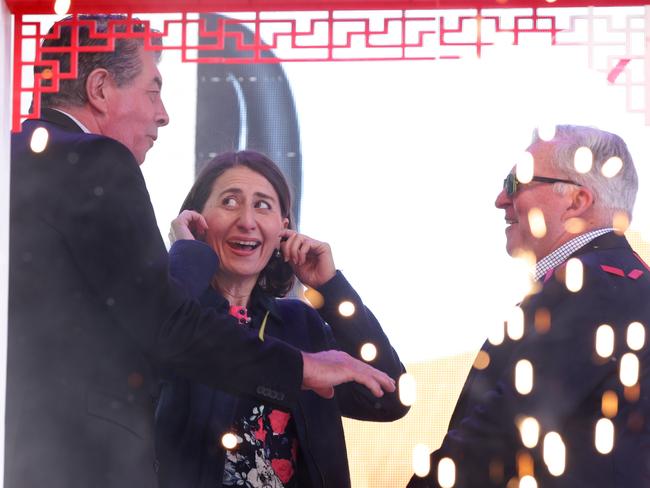 NSW Premier Gladys Berejiklian awkwardly ran into MP Ray Williams at a pre-scheduled appearance at the Cabramatta Moon Festival. Picture: Jonathan Ng