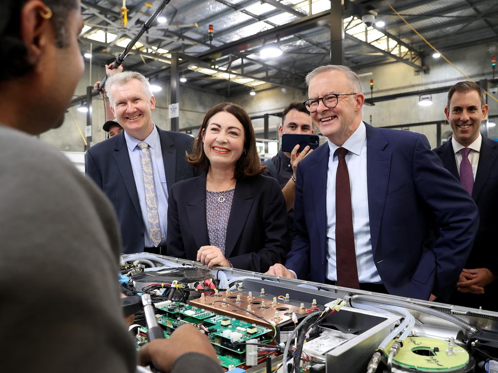 Anthony Albanese has left the debit card questions for Jim Chalmers, pictured far right. Picture: Toby Zerna