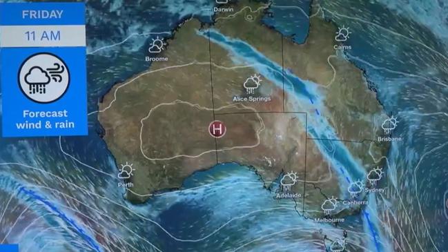 The rain front will hit the eastern states from Thursday. Picture: BOM