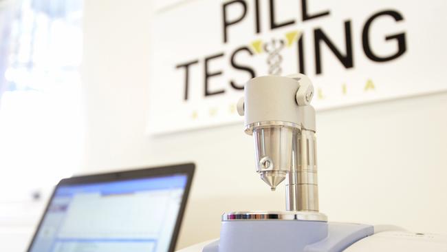 A pill testing machine is seen during a briefing with Australian medical practitioners. Picture: AAP Image/Jeremy Piper