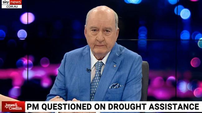 Alan Jones breaks down and cries live on air. Video Grab: Sky News