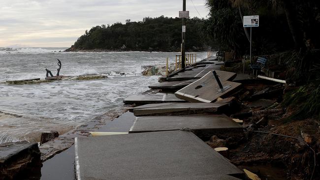 The aftermath of the severe winter 2016 storm which led to Marine Pde being badly damaged, the toilet block destroyed and the iconic sculpture at Fairy Bower Pool smashed. Picture: Annika Enderborg