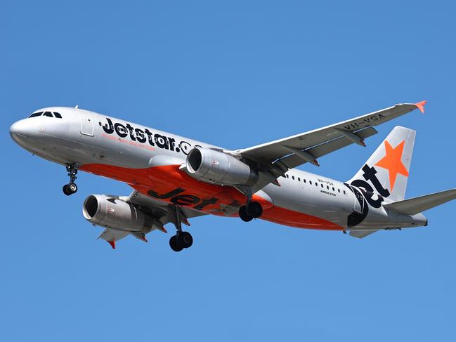 A Jetstar Airbus A320 commercial passenger jet plane comes into land at the Cairns International Airport, increasing tourism numbers in Far North Queensland. Picture: Brendan Radke