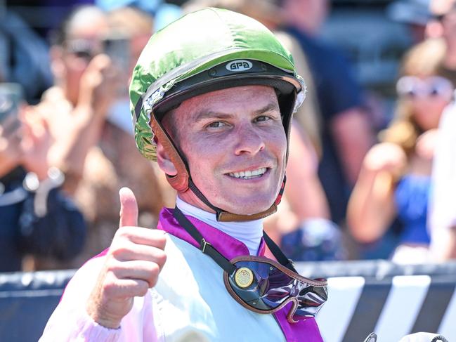 Ben Melham after Coleman won the Lamaro's Hotel Chairman's Stakes at Caulfield Racecourse on February 03, 2024 in Caulfield, Australia. (Photo by Reg Ryan/Racing Photos via Getty Images)