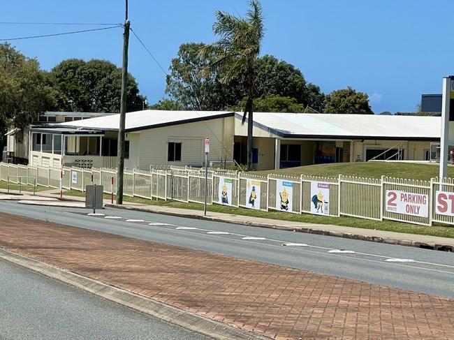 Students from Fitzgerald State School were evacuated onto a nearby oval following reports of smoke from one of the school's buildings. Photo: Fergus Gregg