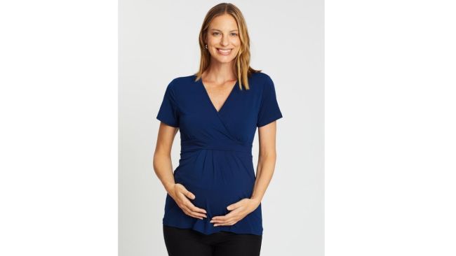 Maternity Fitted Slim Work Pants by Angel Maternity Online, THE ICONIC