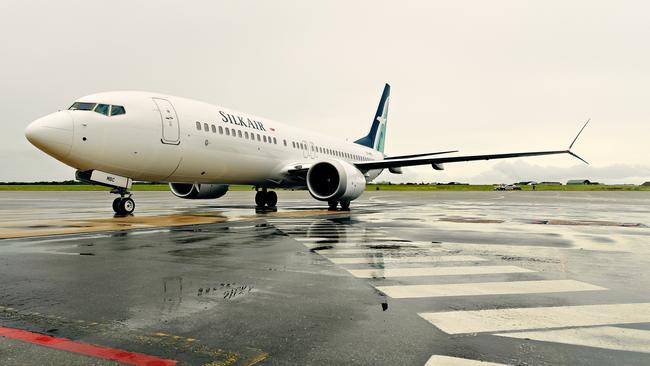 SilkAir's Boeing 737 MAX 8 aircraft, pictured at Darwin Airport.