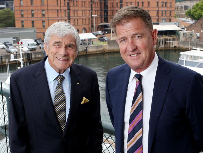 14/11/2018: (L-R) Chairman Kerry Stokes and CEO Tim Worner at the Seven West AGM in Pyrmont on Wednesday morning. Hollie Adams/The Australian