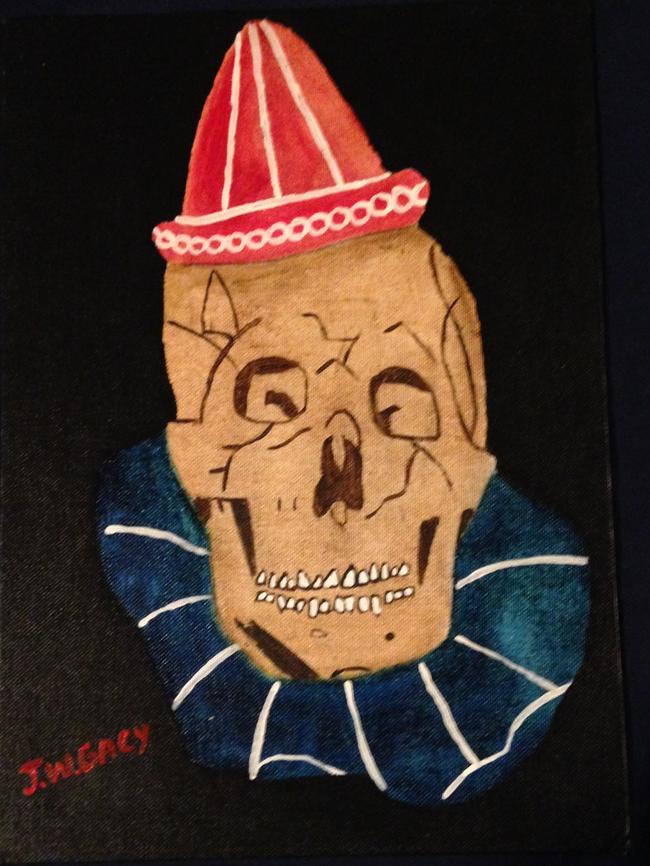 A “skull clown” painting from by serial killer John Wayne Gacy.