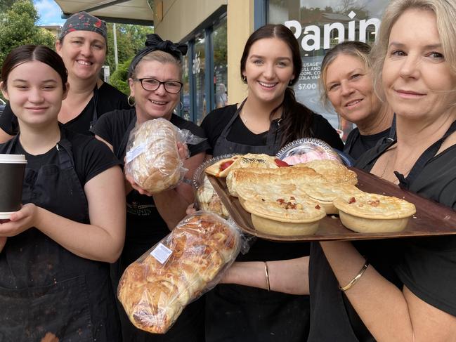 Panini's Bakery Gympie staff Maddie Harragan, Rosie Stolzenberg, Jodie Baxter, Mimi Rogers, Donna Dunmore and Nikki Ross.