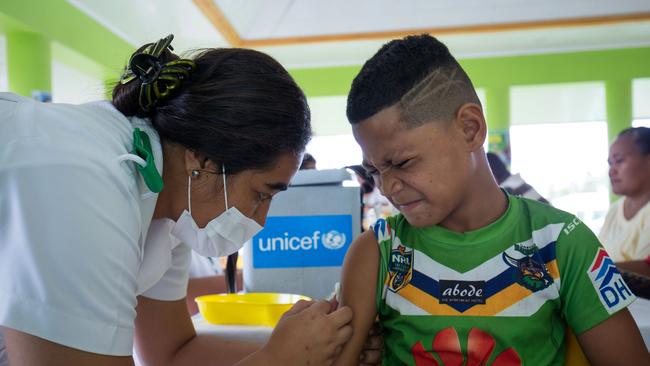 Samoa recently went through a measles outbreak due to poor vaccination rates. Picture: AFP.