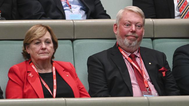 Denise and Bruce Morcombe during Question Time at Parliament House in Canberra. Picture: NewsWire / Martin Ollman