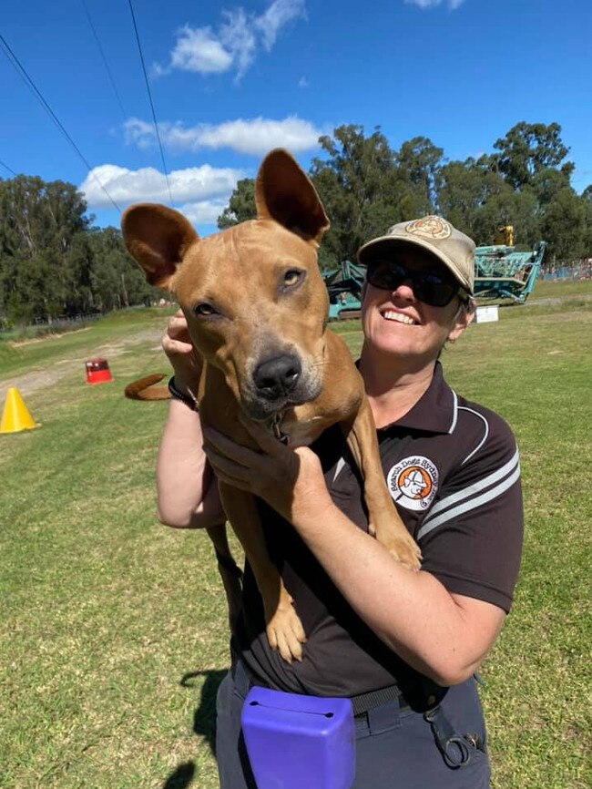 Adele Jago with a search dog.