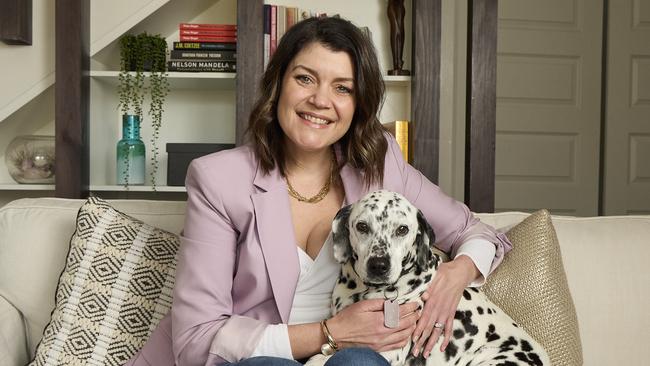 Vice President of the Animal Justice Party, Louise Pfeiffer at home with her dog, Cassie, 13 in Stirling, Sunday, Aug. 7, 2022. Picture: MATT LOXTON