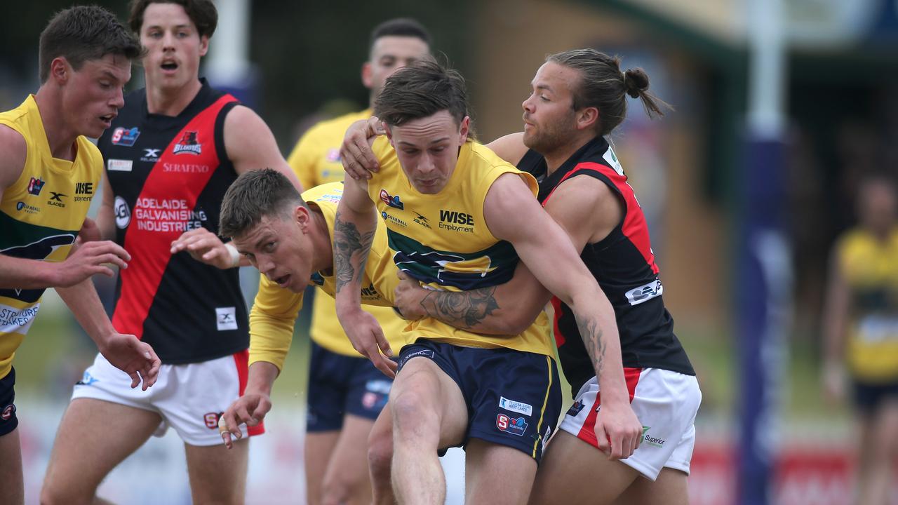 Rhyan Mansell (centre) is training with the Tigers. Picture: Dean Martin