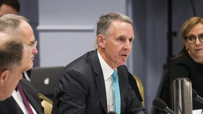 News Corp Australia Executive Charman Michael Miller and Director of Corporate Affairs Campbell Reid at the Press Freedom Hearing at Castlereagh Boutique Hotel, Sydney. Picture: Dylan Robinson