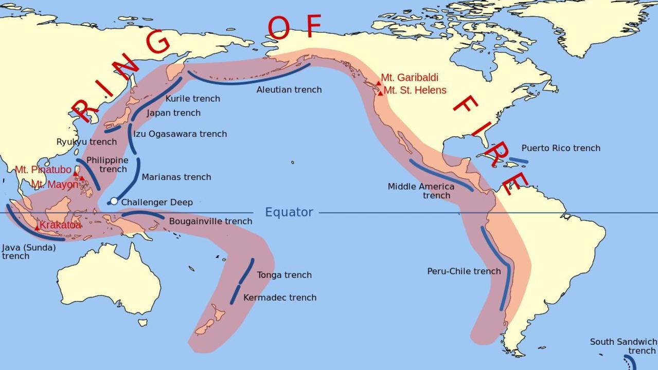 The Pacific Ring of Fire. Picture: Wikipedia