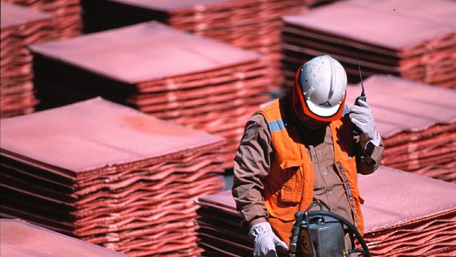 A worker at the BHP Billiton Copper mine at Escondida in Chile. Picture: Supplied.