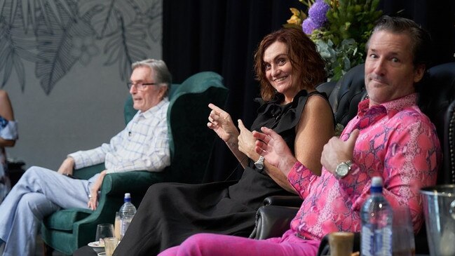 Dain Heer (right) with Access Consciousness founder Gary Douglas (left) and ‘business leader’ Simone Milasas (centre). Source: Facebook