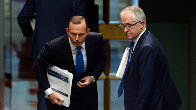 Tony Abbott and Malcolm Turnbull in 2015. Picture: AAP