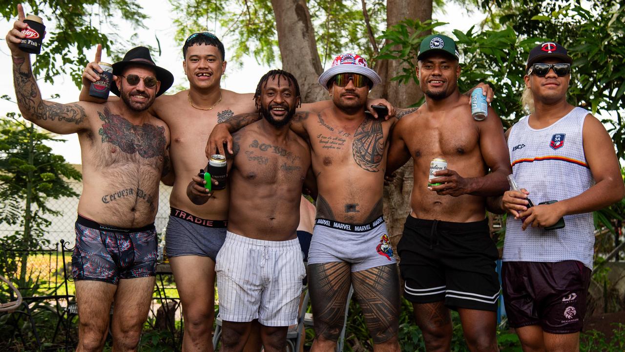 The Casuarina Cougar men were still celebrating hard on Monday following their back to back NTRU A-Grade championship win. Picture: Pema Tamang Pakhrin