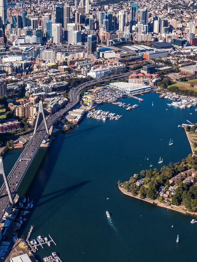 An aerial shot of Sydney Harbour.