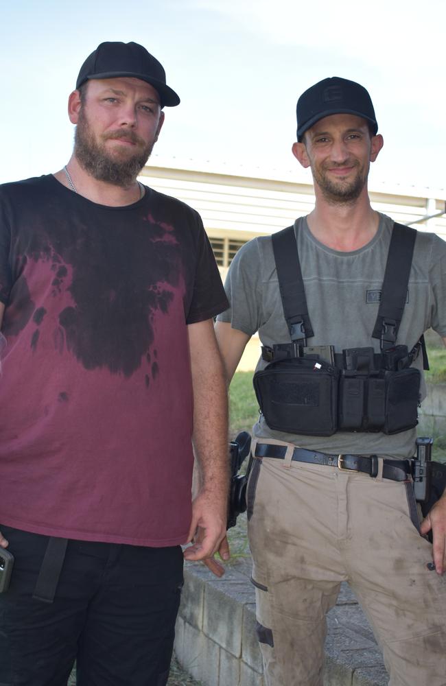 Wade Klein, of North Mackay, and his mate Steve De Lellis, a FIFO worker from Sydney, take part in Mackay Urban Gelsoft Games event at Mackay North State High School. Photo: Janessa Ekert