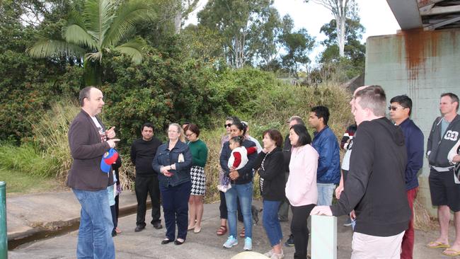 Mallory Wuthrich talks to Acacia Ridge and Algester residents about the Inland Rail project. Photo: Kristy Muir